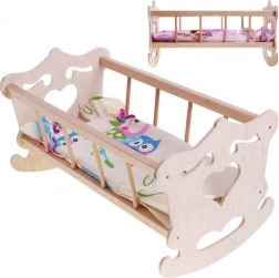 Dřevěná kolébka pro panenky s povlečením 50 cm