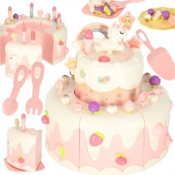 Dvoupatrový narozeninový dort s hudbou a světly, růžový, 16 dílů