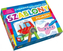 Šablony vozidla s pastelkami, sada