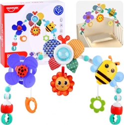 barevný závěsný oblouk na kočárek, postýlku a autosedačku pro miminka