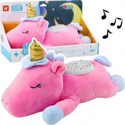 Plusový růžový jednorožec s projektorem a ukolébavkami