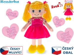 Plyšová mluvící panenka Rozárka blondýnka se světlem a zvukem