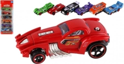 Sada závodních autíček 6 ks, kov a plast, 8 cm, volný chod