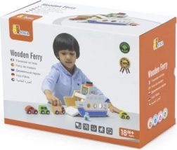 Dřevěný trajekt s autíčky a posádkou