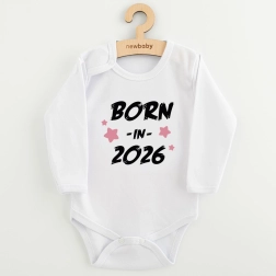 Dětské body s potiskem new baby born in 2026 růžové 62 (3–6 m)