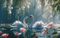 Diamantové malování labutě 30 × 40 cm