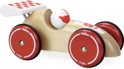 Dřevěné závodní auto XL s bílým křídlem