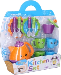 Barevná sada nádobí na čaj s obličejem pro děti