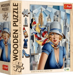 trefl dřevěné oboustranné puzzle art: catherine abel – léto ve městě, 200 dílků