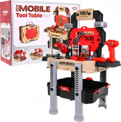 Dětský pracovní ponk 2v1 – kufřík a stojan – Červená