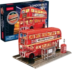 3D puzzle CubicFun londýnský autobus s LED osvětlením – 72 dílků