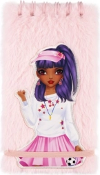 Světle růžový tečkovaný kroužkový zápisník s gumičkou 9 × 17 cm