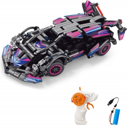 Stavebnice růžového RC auta na dálkové ovládání 19 cm – 323 dílků