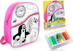 Vymalovávací batoh Růžový s Krtkem, 30 cm a 8 fixů
