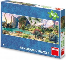 Panoramatické puzzle Dino Dinosauři u jezera 150 dílků