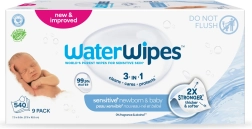 WaterWipes vlhčené ubrousky pro novorozence a děti 3v1, 9 × 60 ks