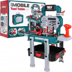 Dětský pracovní ponk 2v1 – kufřík a stojan – Modrá