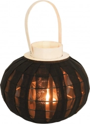 Dřevěný černý lampion na svíčku 22 cm