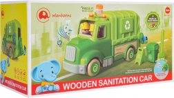 Dřevěné popelářské auto se světly a zvuky