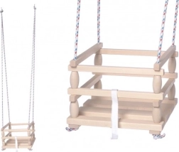 Dětská dřevěná houpačka s bezpečnostní zábranou