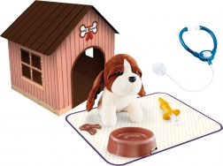 Plyšový pejsek s boudou a taštičkou 18 cm