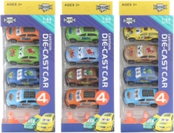 sada kovových aut s kužely 4 ks