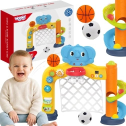 Woopie baby interaktivní sportovní centrum 2v1 – branka a basketbalový koš se sloníkem