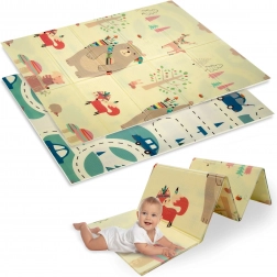 Dvouvrstvá skládací pěnová podložka XPE 120 × 180 cm s motivem zvířátek a silnic HUMBI