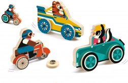 Dřevěné dopravní prostředky na patentky od Djeco