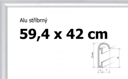 Hliníkový rám na puzzle a plakáty A2 59,4 × 42 cm – stříbrný