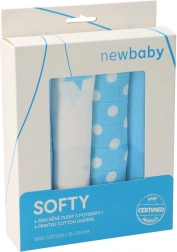 Látkové bavlněné pleny s potiskem 70 × 70 cm, 4 ks, tyrkysovo‑bílé