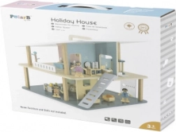 Dřevěný prázdninový domeček pro panenky s terasou