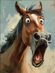 Diamantové malování Udivený kůň 30 × 40 cm