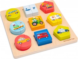 Dřevěné vkládací puzzle - dopravní prostředky