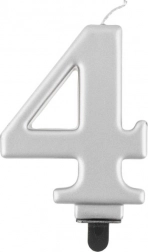 Dortová svíčka stříbrná číslo 4