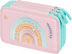 Školní třípatrový penál BAAGL Duha růžový