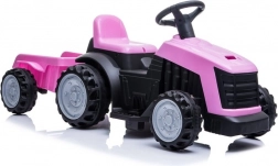 Růžový elektrický traktor s přívěsem