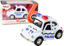 Klasické policejní auto 1:38 s pohonem, světly a zvuky bílé