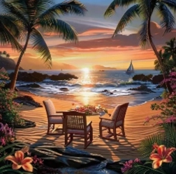 Diamantové malování posezení u západu slunce 30 × 40 cm