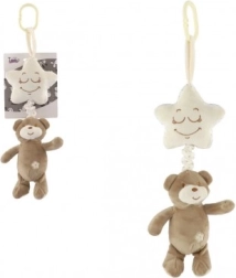 Plyšový medvídek s hvězdičkou – závěsný hrací strojek na postýlku a kočárek, 36 cm