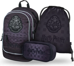 Školní set BAAGL Core HARRY POTTER Bradavice černý – batoh, penál a sáček