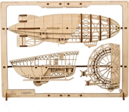 Ugears 3D puzzle Zeppelin 2,5D – dřevěný mechanický model, 49 dílků