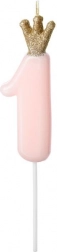 Svíčka dortová růžová s korunkou