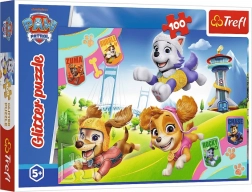 Puzzle 100 dílků s třpytkami PAW PATROL – zářiví pejsci Trefl