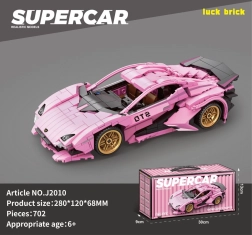 Stavebnice sportovní auto růžové 702 dílků