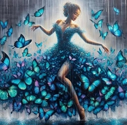 Diamantové malování tanečnice s motýly 30 × 40 cm