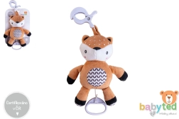 Plyšový natahovací srneček s melodií a klipem na kočárek a postýlku 30 cm