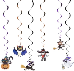 Halloweenové papírové dekorace se spirálovým závěsem - 6 motivů