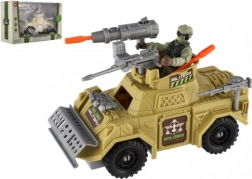 vojenská sada obrněné auto s vojákem a doplňky, plast, volný chod