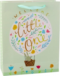 Zelená dárková taška s králíčkem na uvítání miminka